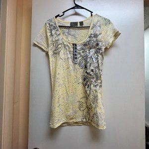 Miss Me Medium short sleeve sequin top-Yellow